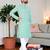 sea green chikankari embroidered men's  rayon kurta