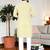 yelloww chikankari embroidered men's  rayon kurta