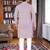 pinkk  chikankari embroidered men's  rayon kurta