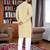 yelloww  chikankari embroidered men's  rayon kurta