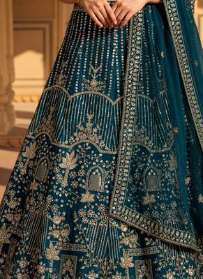Green Sequins and Codding Embroidery Work lehenga choli 2