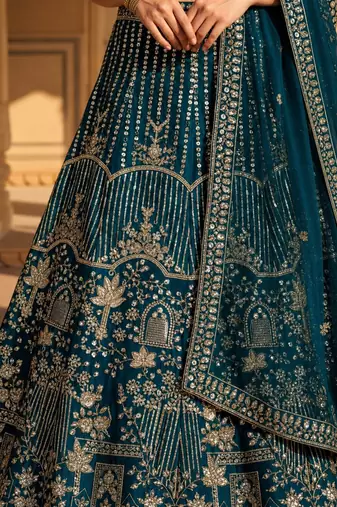 Green Sequins and Codding Embroidery Work lehenga choli