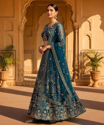 Green Sequins and Codding Embroidery Work lehenga choli 4
