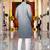  grey  crochet embroidered men's  rayon kurta