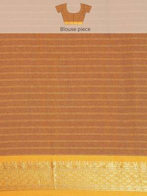 Brown pure silk  zari work saree with blouse 5