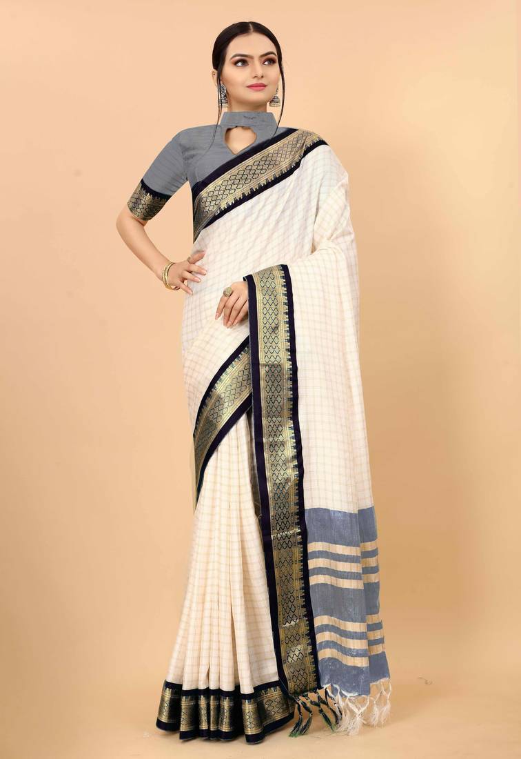 Black pure silk  zari work saree with blouse