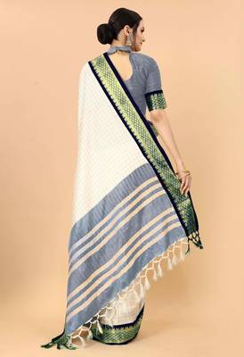 Black pure silk  zari work saree with blouse 2