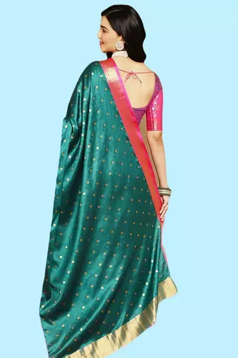 Green jacquard  zari work saree with blouse