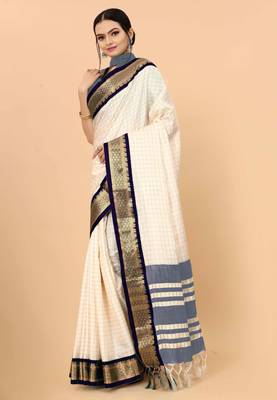 Black pure silk  zari work saree with blouse 3