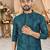  blue embroidered men's  silk kurta