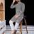 Blue  chikankari embroidered   men's  viscose rayon kurta
