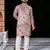 Pink  chikankari embroidered   men's  viscose rayon kurta
