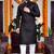 black plain cotton blend  men's  kurta