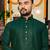  dark green plain cotton blend  men's  kurta