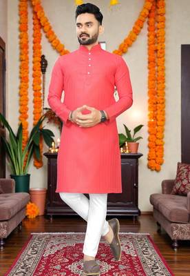  gajri plain cotton blend  men's  kurta 1