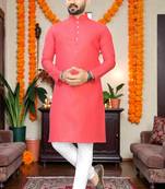  gajri plain cotton blend  men's  kurta