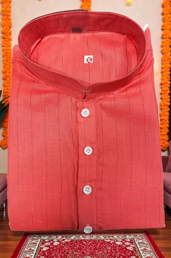  gajri plain cotton blend  men's  kurta