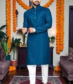   plain cotton blend  men's  kurta