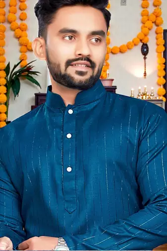   plain cotton blend  men's  kurta