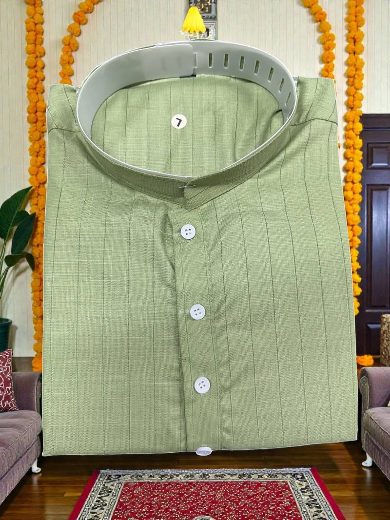  pista plain cotton blend  men's  kurta