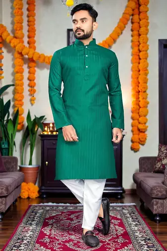   plain cotton blend  men's  kurta