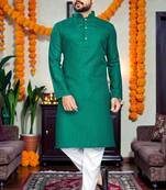  plain cotton blend  men's  kurta