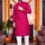  rani pink plain cotton blend  men's  kurta