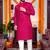  rani pink plain cotton blend  men's  kurta