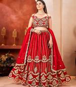 Red Sequins and Codding Embroidery Work  Lehenga Choli for wedding party wear