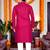  rani pink plain cotton blend  men's  kurta