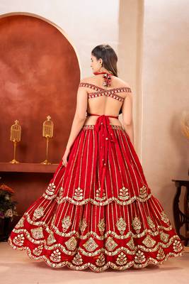 Red Sequins and Codding Embroidery Work  Lehenga Choli for wedding party wear 4