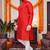  red plain cotton blend  men's  kurta