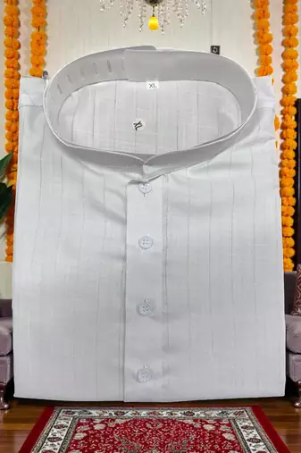  white plain cotton blend  men's  kurta