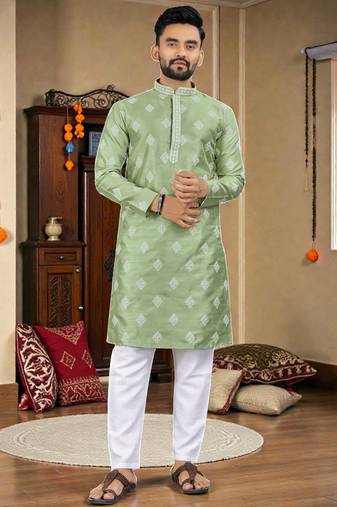  pista embroidered  silk  men's kurta