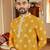  yellow embroidered  silk  men's kurta