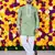 Wedding pista green embroidered  silk men's short kurta 