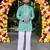 Wedding sea green embroidered  silk men's short kurta 
