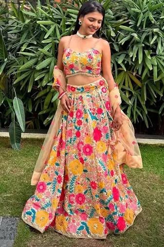 MultiColor Sequins and Codding Embroidery Work LEHENGA CHOLI