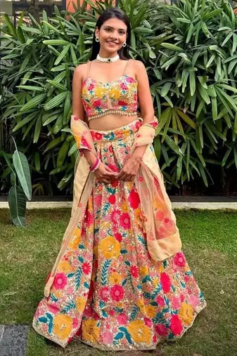 MultiColor Sequins and Codding Embroidery Work LEHENGA CHOLI