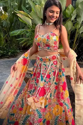 MultiColor Sequins and Codding Embroidery Work LEHENGA CHOLI