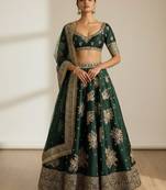green Sequins and Embroidery Work  lehenga