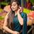 Teal blue sequin embroidered georgette bollywood saree with blouse