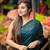 Teal blue sequin embroidered georgette bollywood saree with blouse