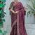 wine sequin embroidered georgette saree with blouse