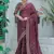 wine sequin embroidered georgette saree with blouse