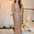 brown sequin embroidered georgette saree with blouse