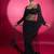 black sequin embroidered thread work nylone butterfly net saree with blouse