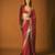 red sequin embroidered thread work georgette saree with blouse