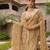 beige embroidered sequin embroidered butterfly net saree with blouse
