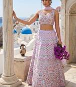 Heavy satin silk lehenga with sequence & thread work 